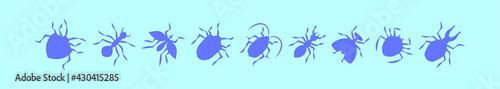 Set of termite cartoon icon design template with various models. vector illustration isolated on blue background