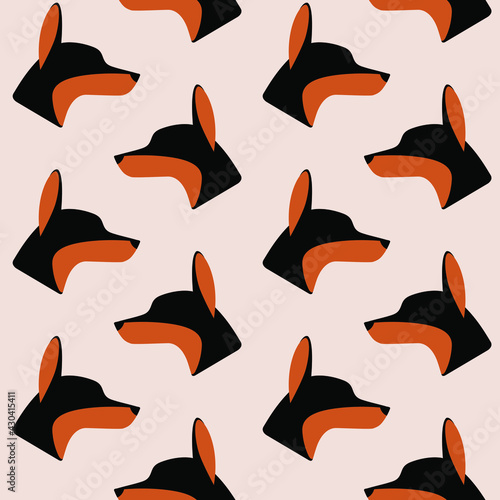 Cartoon happy doberman - simple trendy pattern with profile of hound. Flat vector illustration for prints, clothing, packaging and postcards. 