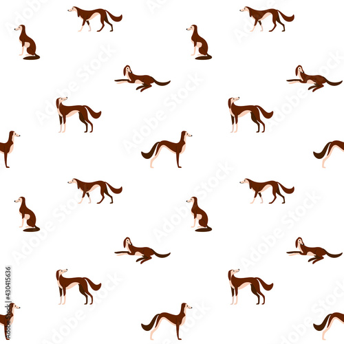 Russian wolfhound - simple trendy pattern with dogs. 
