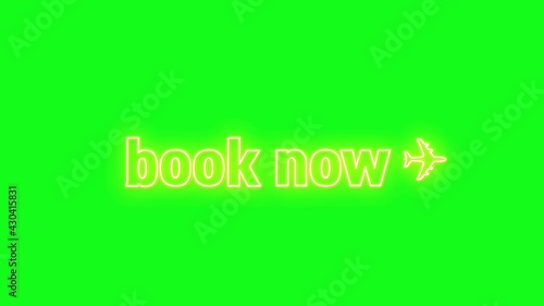 Wallpaper Mural Neon blinking  Book now text  logo green screen ,light banner design element colorful modern design trend, night bright advertising, bright sign. Vector Torontodigital.ca