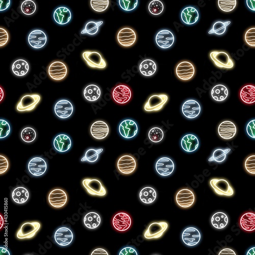 Seamless pattern with planets 