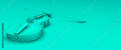 Abstract turquoise violin close up 3d render