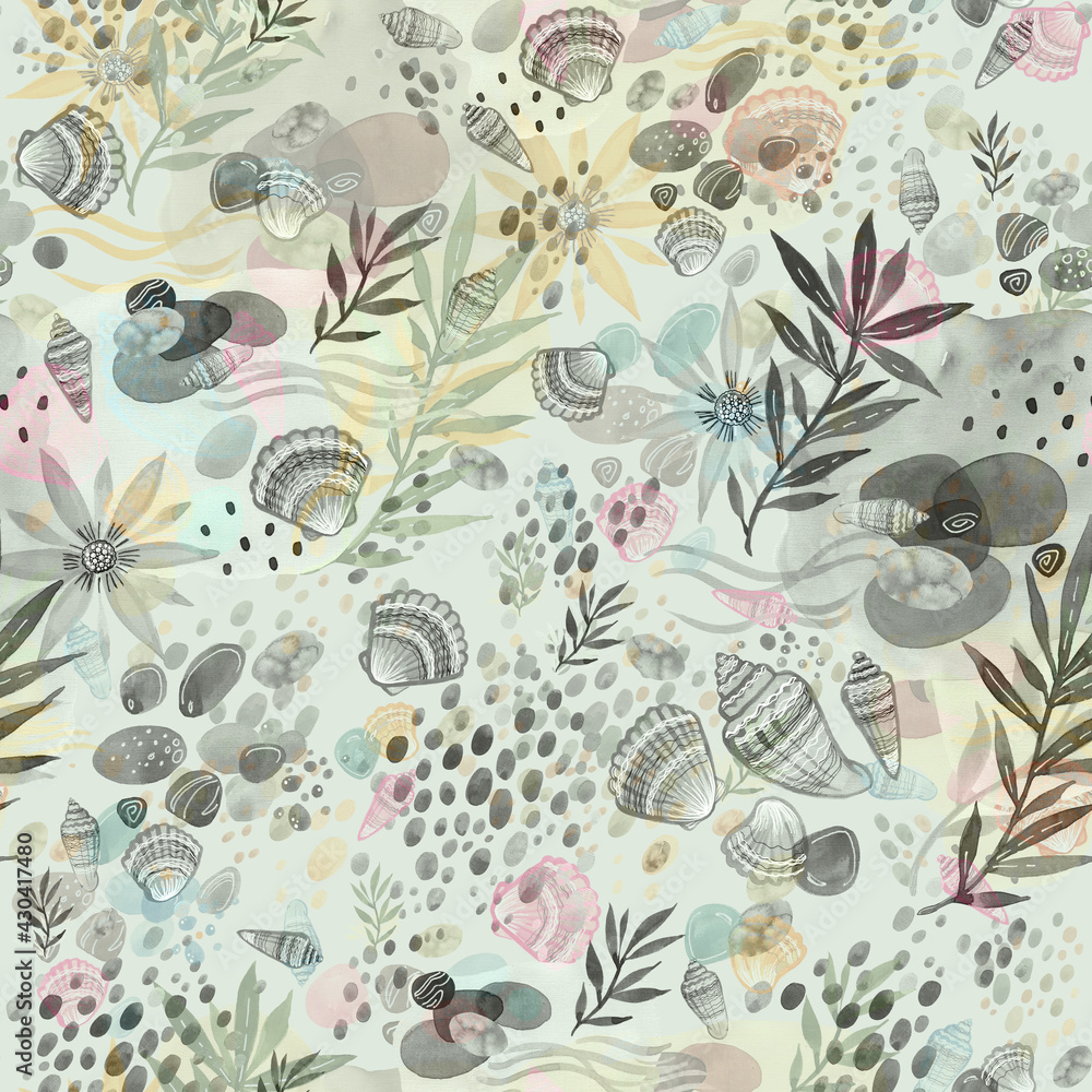 Shells, seaweed and the ocean floor