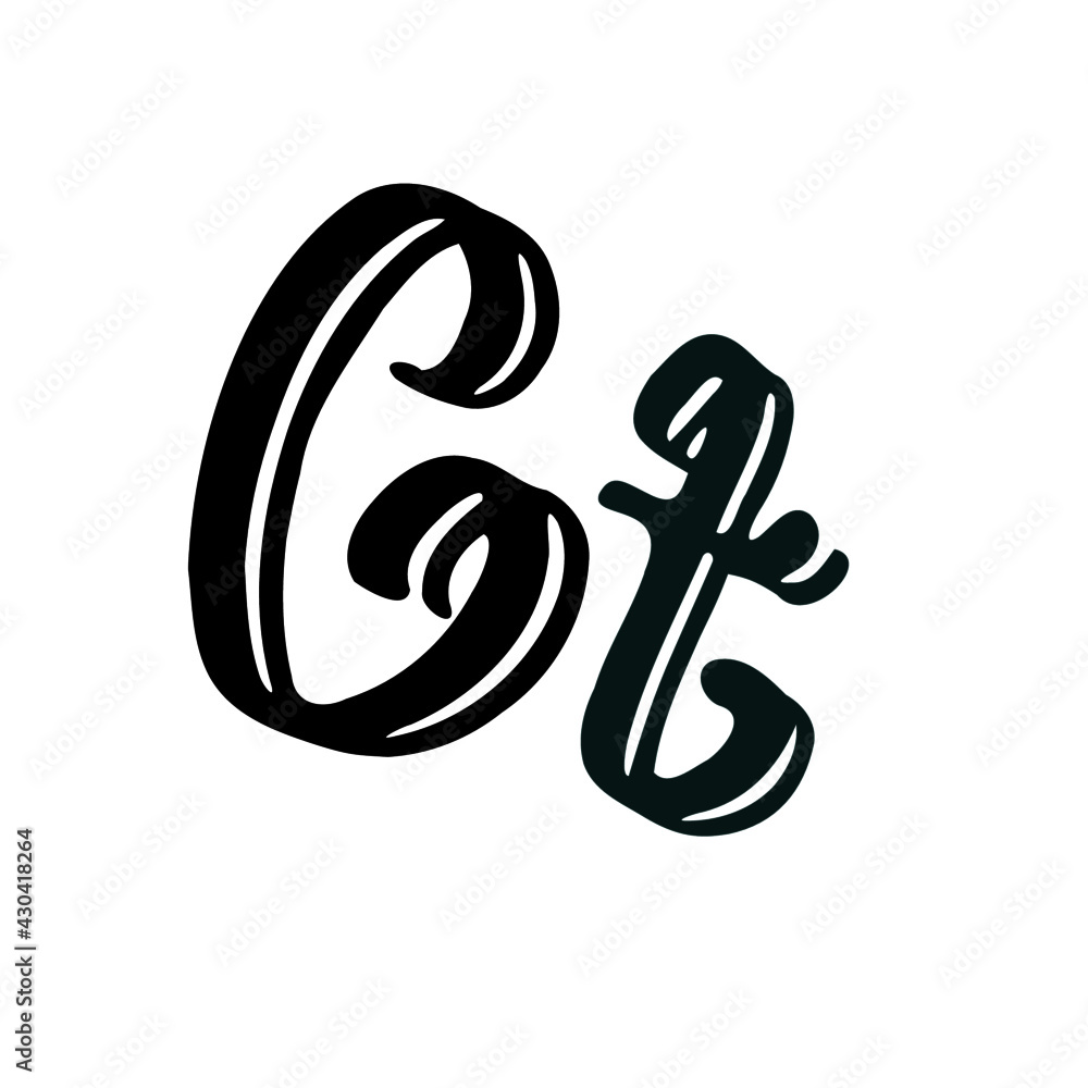 Obraz premium Ct initial handwritten logo for identity