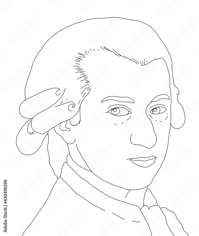 Realistic illustration of the Austrian composer Wolfgang Amadeus Mozart Realistic illustration of the Austrian composer Wolfgang Amadeus Mozart