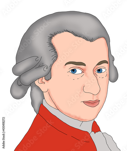 Foto Realistic illustration of the Austrian composer Wolfgang Amadeus Mozart