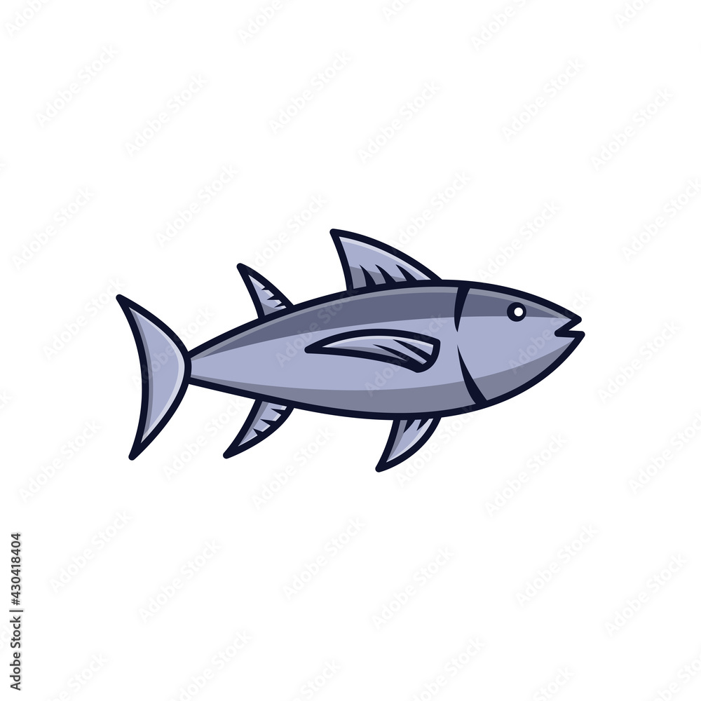 Tuna Fish, Cartoon and icon Template Design Vector, Emblem, Design