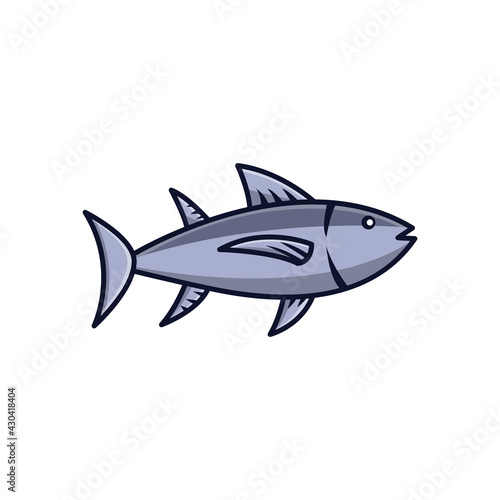 Tuna Fish  Cartoon and icon Template Design Vector  Emblem  Design Concept  Outline Symbol.