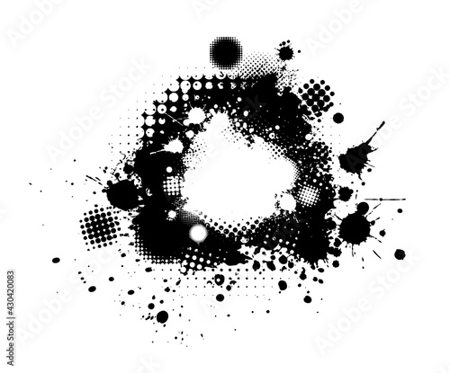 Black blot with splashes. Vector illustration