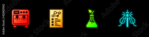Set Biosafety box, Clinical record, Plant breeding and Experimental insect icon. Vector