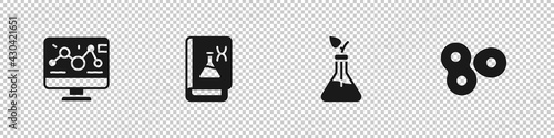 Set Genetic engineering modification, book, Plant breeding and Cell division icon. Vector