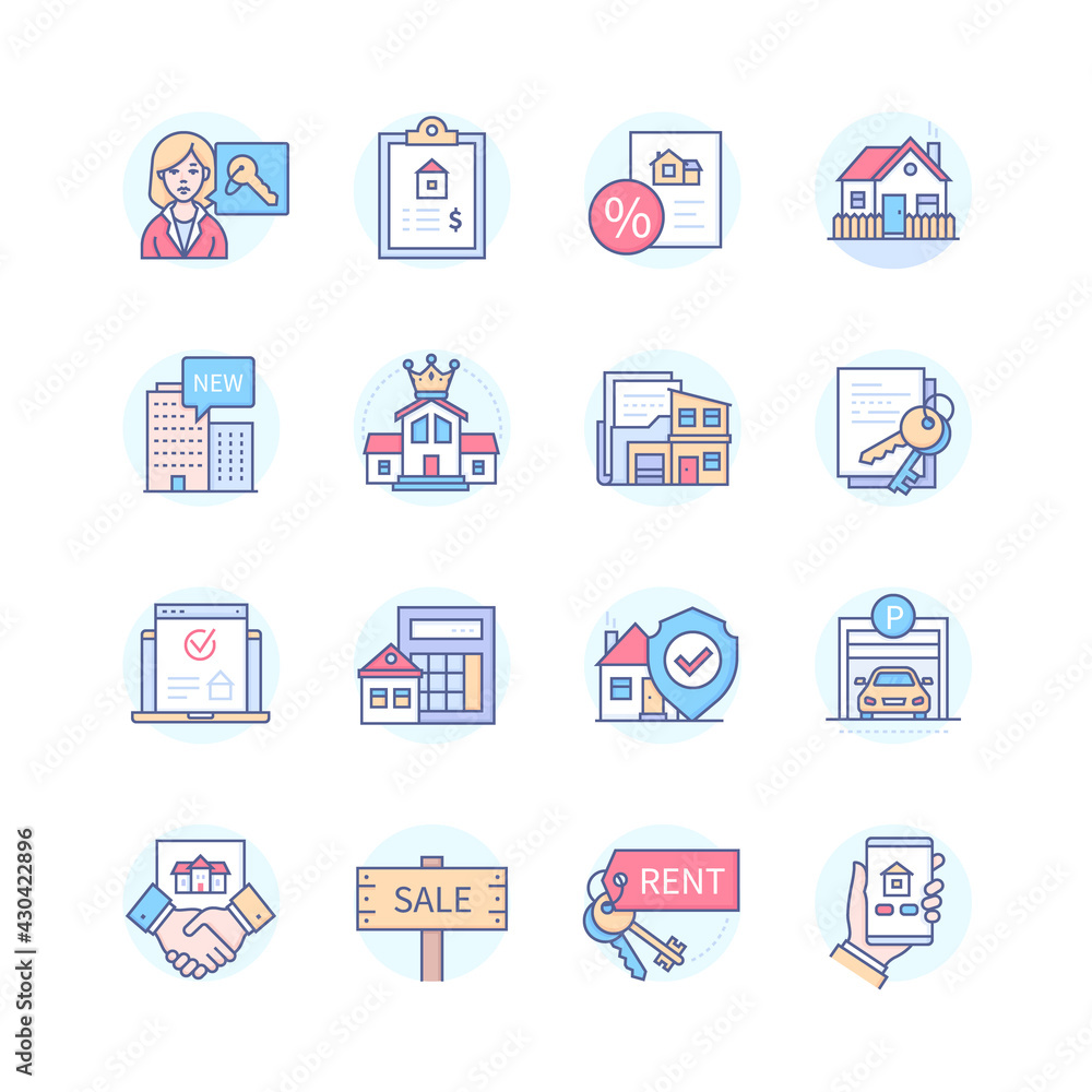 Real estate - line design style icons set Real estate - line design style icons set