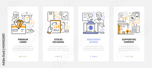 Financial management - modern line design style web banners