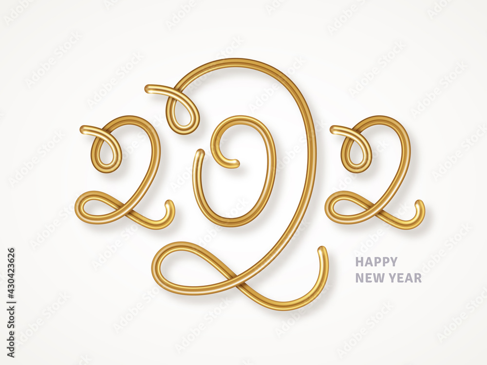 2022 gold 3d numbers isolated on white background. Vector illustration. Minimal invitation design for Christmas and New Year. Realistic 3d calligraphy sign. Festive poster or banner design 2022 gold 3d numbers isolated on white background. Vector illustration. Minimal invitation design for Christmas and New Year. Realistic 3d calligraphy sign. Festive poster or banner design