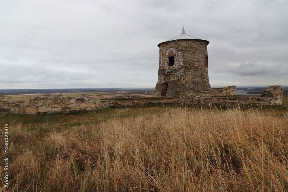 Stone fortress tower on Yelabuga hillfort in the Republic of Tatarstan, Russia