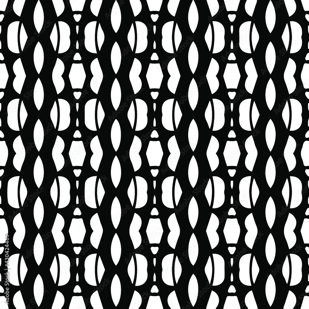 Naklejka premium Geometric vector pattern with triangular elements. Seamless abstract ornament for wallpapers and backgrounds. Black and white colors.