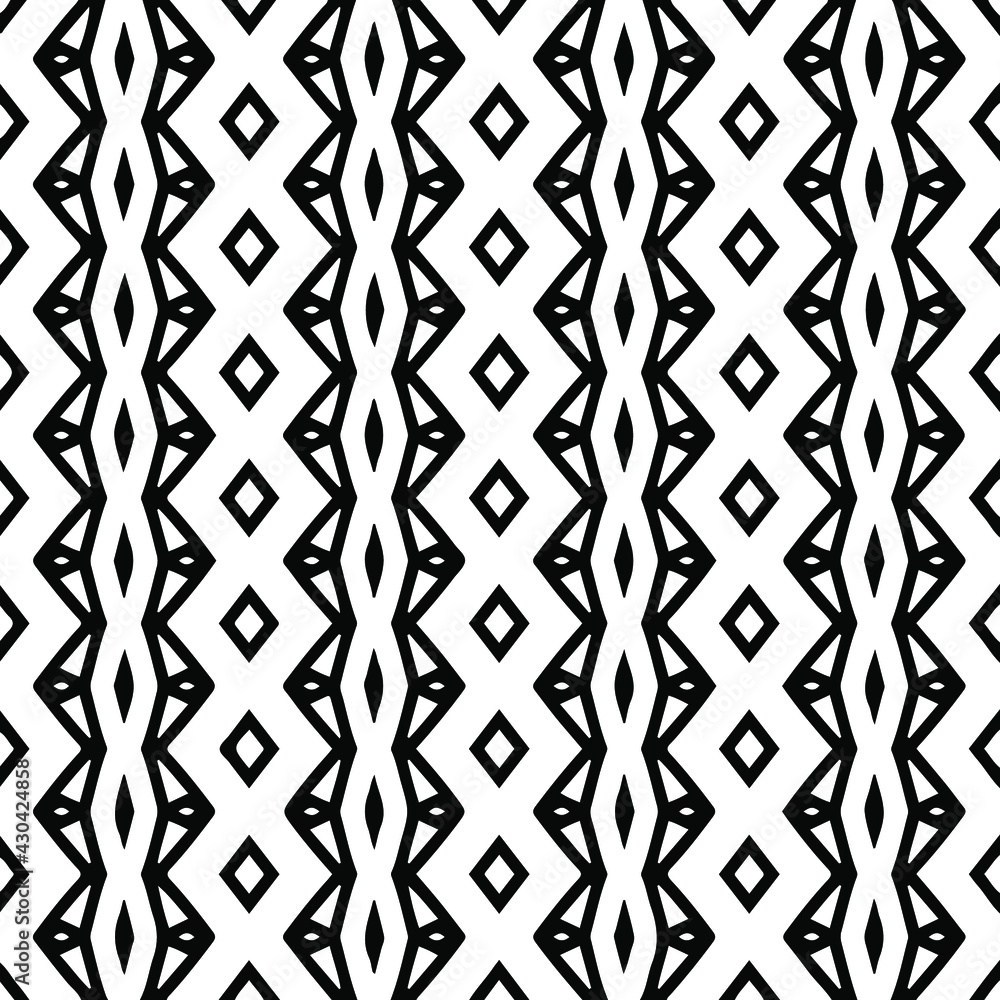 Geometric vector pattern with triangular elements. Seamless abstract ornament for wallpapers and backgrounds. Black and white colors. Geometric vector pattern with triangular elements. Seamless abstract ornament for wallpapers and backgrounds. Black and white colors.
