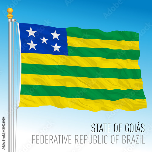 State of Goias, official regional flag, Brazil, vector illustration