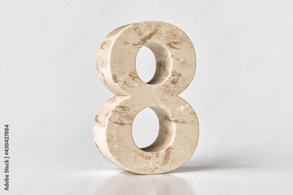 Marbled number 8 with beige and brown pattern. Set sail champagne 2021 trend color inspiration. High quality 3d rendering. Marbled number 8 with beige and brown pattern. Set sail champagne 2021 trend color inspiration. High quality 3d rendering.