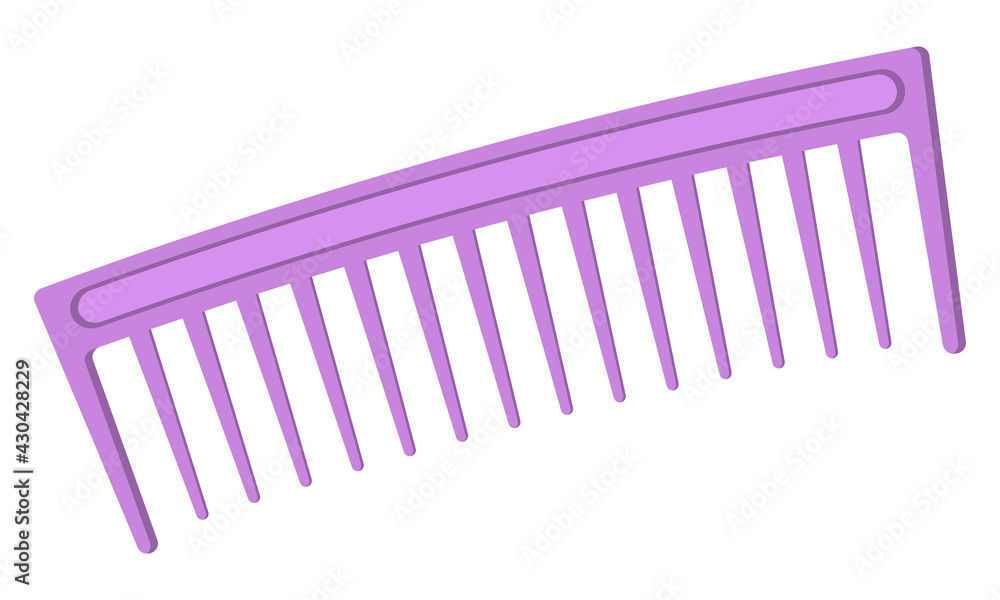 Hairbrush isolated on white background. Purple-toothed comb. Comb for pets. Vector illustration of a hairbrush in a flat style. Hairbrush isolated on white background. Purple-toothed comb. Comb for pets. Vector illustration of a hairbrush in a flat style.
