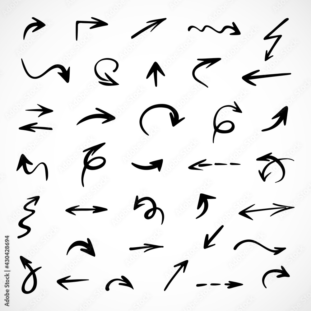 Vector set of hand-drawn arrows, elements for presentation Vector set of hand-drawn arrows, elements for presentation