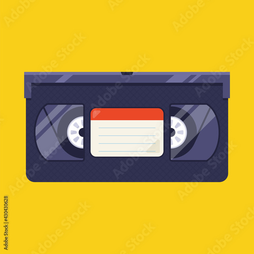 old videotape from the 90s on a yellow background. flat vector illustration.