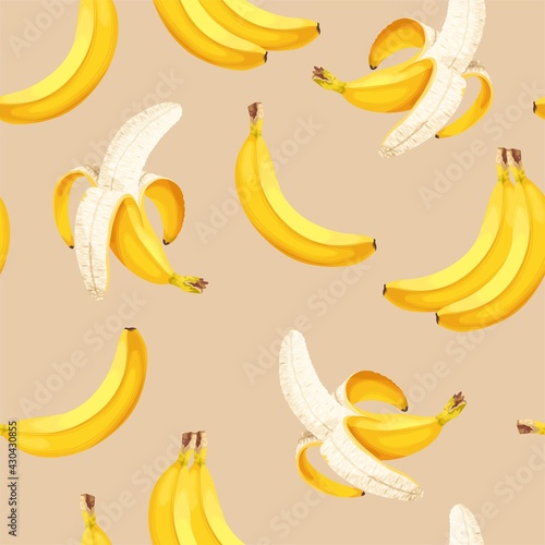 Vector seamless pattern with high detailed banana