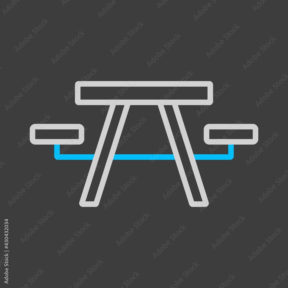 Camping table wooden park bench vector icon Camping table wooden park bench vector icon
