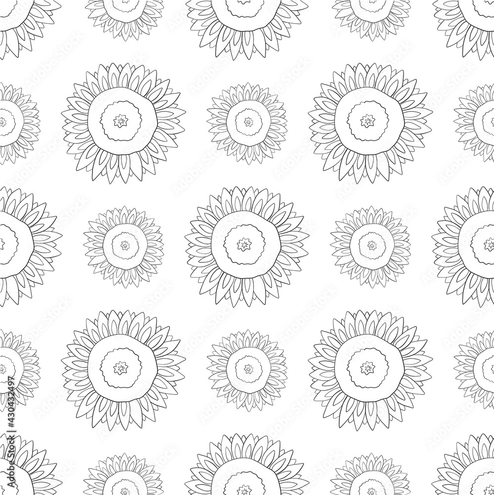 Sunflowers seamless pattern. Floral background. Vector illustration