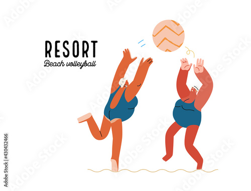 Beach resort activities, modern flat vector illustration