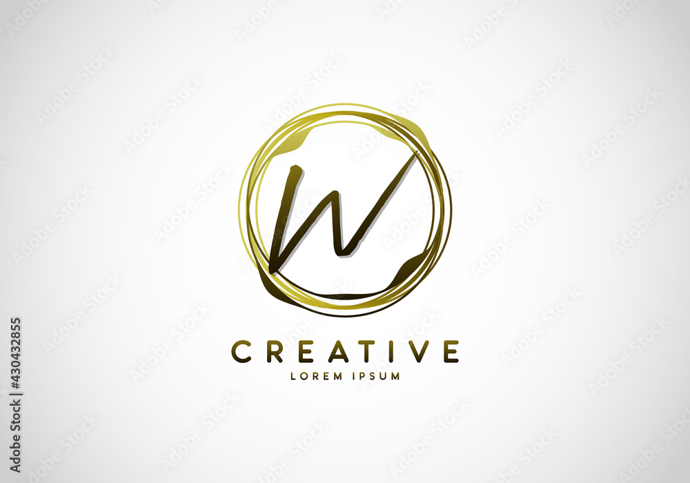Obraz premium Initial Letter W Handwriting Stylish Signature Logo