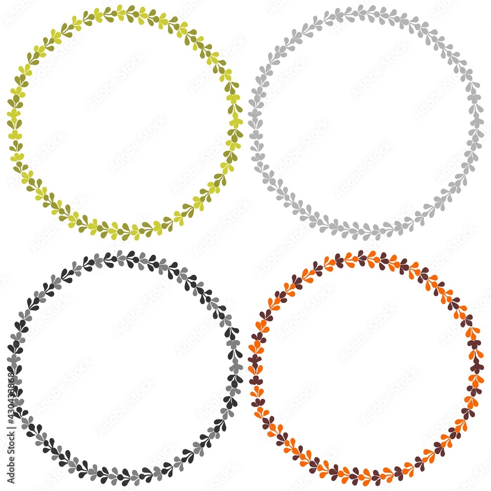 Pastel laurel wreath vector frame set isolated on white background Pastel laurel wreath vector frame set isolated on white background