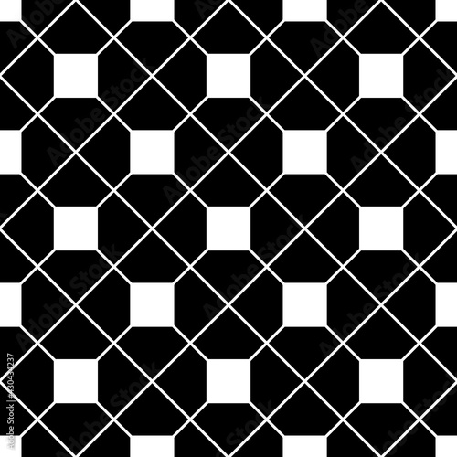 Tile black and white background or vector seamless pattern
