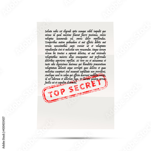 Handwritten letter on latin with no sense with top secret stamp
