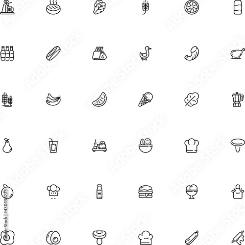 icon vector icon set such as: cloth, creamy, russula, oat, tap, segment, cutlets, copper, coral milky cap, tangerine, short, kettle, forest, full, ball, hamburger, maker, fruits, chief, chef uniform