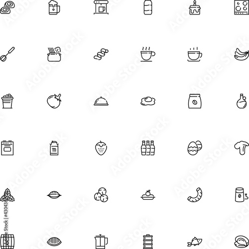 icon vector icon set such as: garden, fridge, smoke, mint, omelet, aromatic, orecchiette, logotype, semifinished, summer, cask, soda, italian cuisine, pasta shape, fish, mixer, box, aquarium, heat
