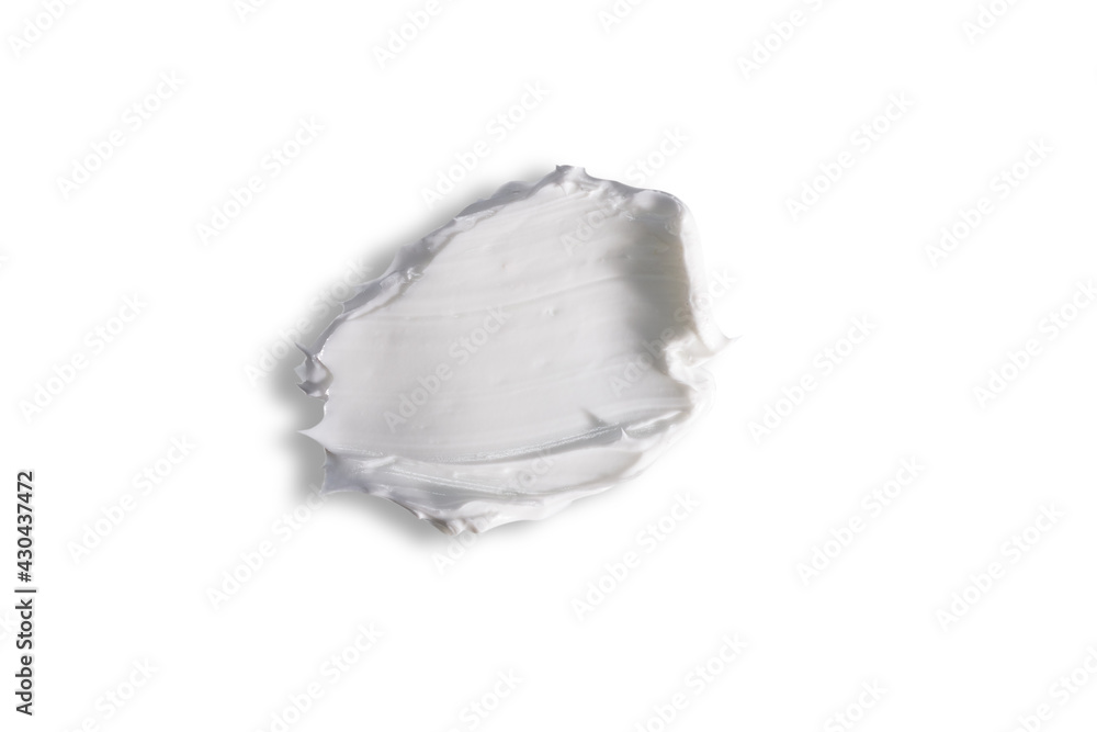 Swatch texture of white cream with shadow isolated on a white background. Swatch texture of white cream with shadow isolated on a white background.