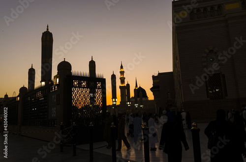 Dark Shadow images of Masjid al Nabawi at an Evening time photo