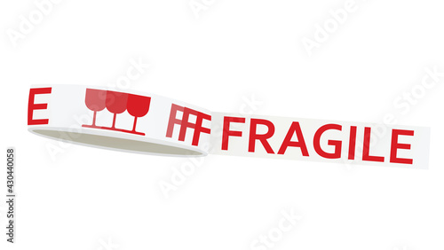 White fragile tape. vector illustration
