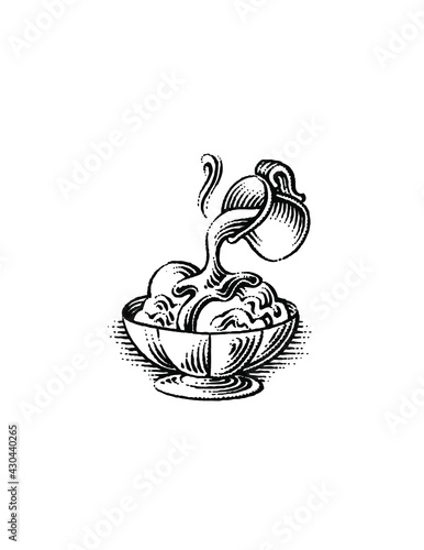 Hot fudge sundae illustration