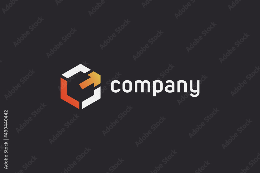 Hexagon Arrow Up Logo. Arrow Out of Box Icon isolated on Black Background. Usable for Business and Technology Logos. Flat Vector Logo Design Template Element. Hexagon Arrow Up Logo. Arrow Out of Box Icon isolated on Black Background. Usable for Business and Technology Logos. Flat Vector Logo Design Template Element.