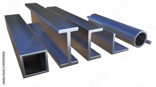 vary rolled metal, isolated computer generated industrial 3D rendering