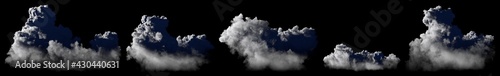 bundle of different night clouds isolated. computer generated nature 3D illustration