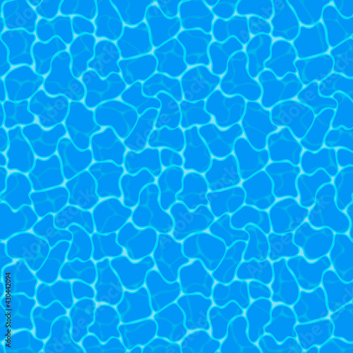 Blue water background. Seamless blue ripples pattern. Water pool texture bottom background. Vector illustration © Oleh