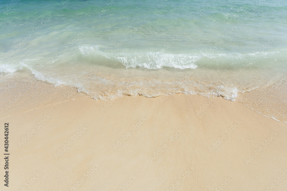 Soft wave of sea on empty sandy beach Background with copy space. Soft wave of sea on empty sandy beach Background with copy space.