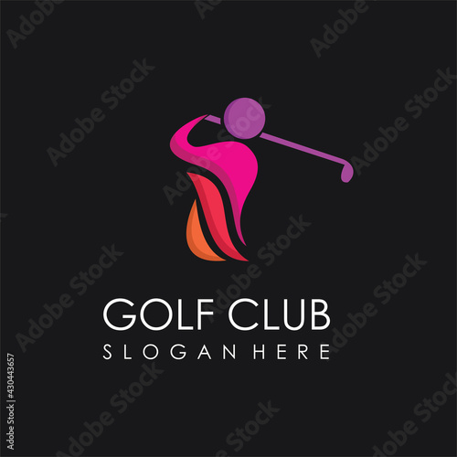 Abstract golf man swing logo design inspiration, human golf logo icon vector, Silhouette of golf player with colorful