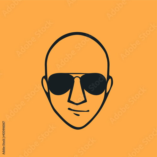 Bald Man with Black glasses face
