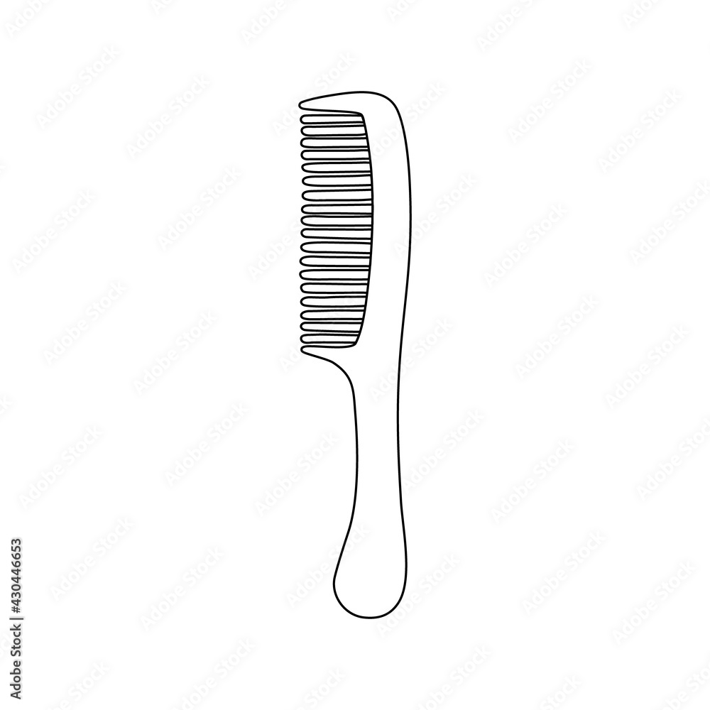 Hair comb on a white background. Black outline, simple silhouette of a barber tool. Vector illustration for a logo, business card, or design. Hair comb on a white background. Black outline, simple silhouette of a barber tool. Vector illustration for a logo, business card, or design.