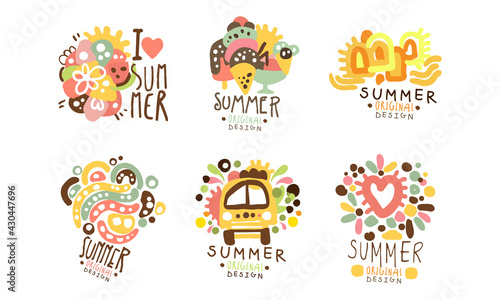 Summer Holiday Original Design with Fancy Shapes Vector Set