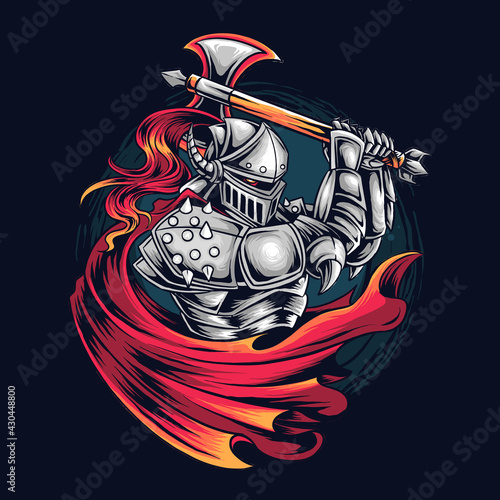knight warrior as e-sports gamer logo or t-shirt design vector artwork